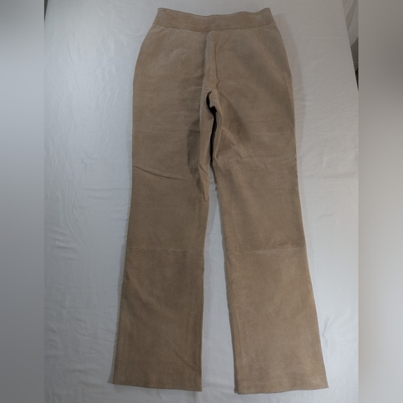 Massini Pants - Massini Women's Tan Genuine Suede Leather Pants Size 10